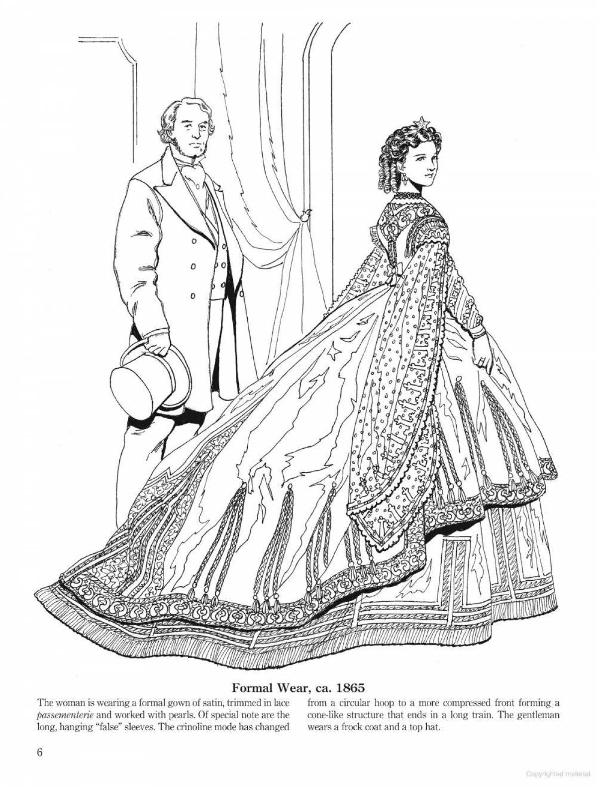 Charming 18th century costume coloring book