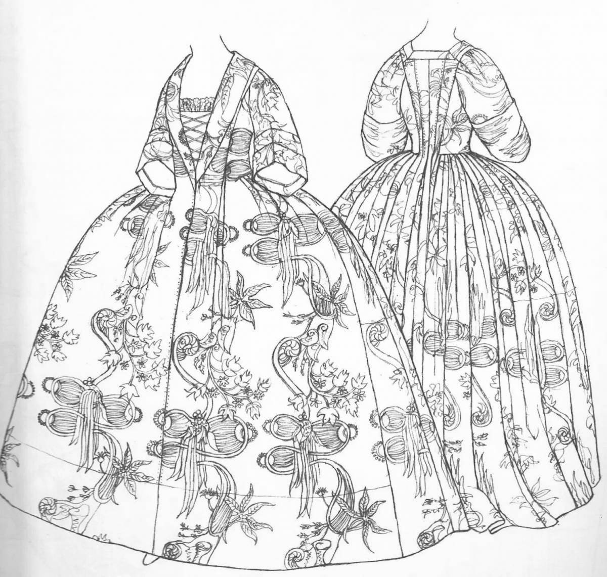 Раскраска прекрасный костюм 18 века