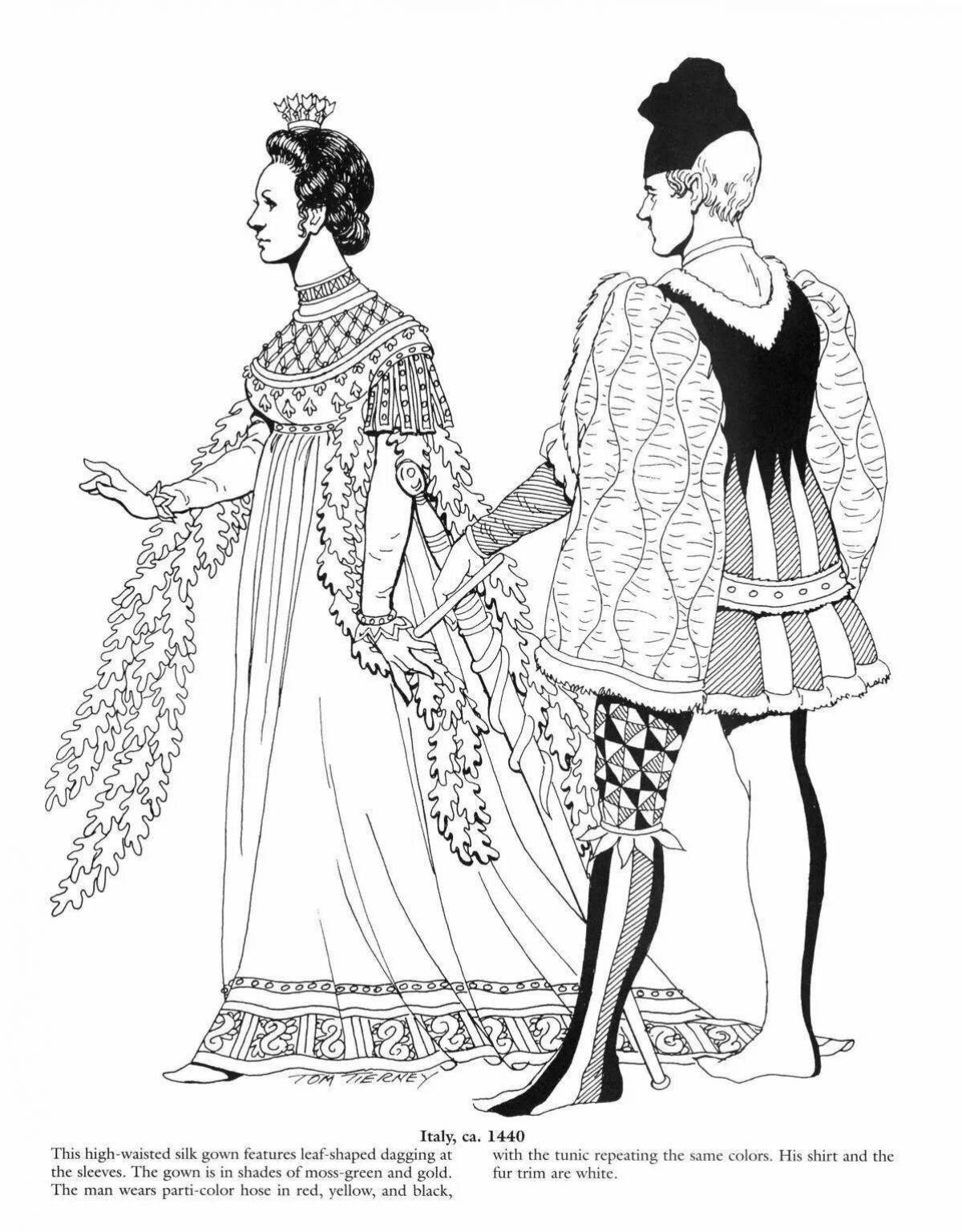 Coloring page stylish 18th century costume