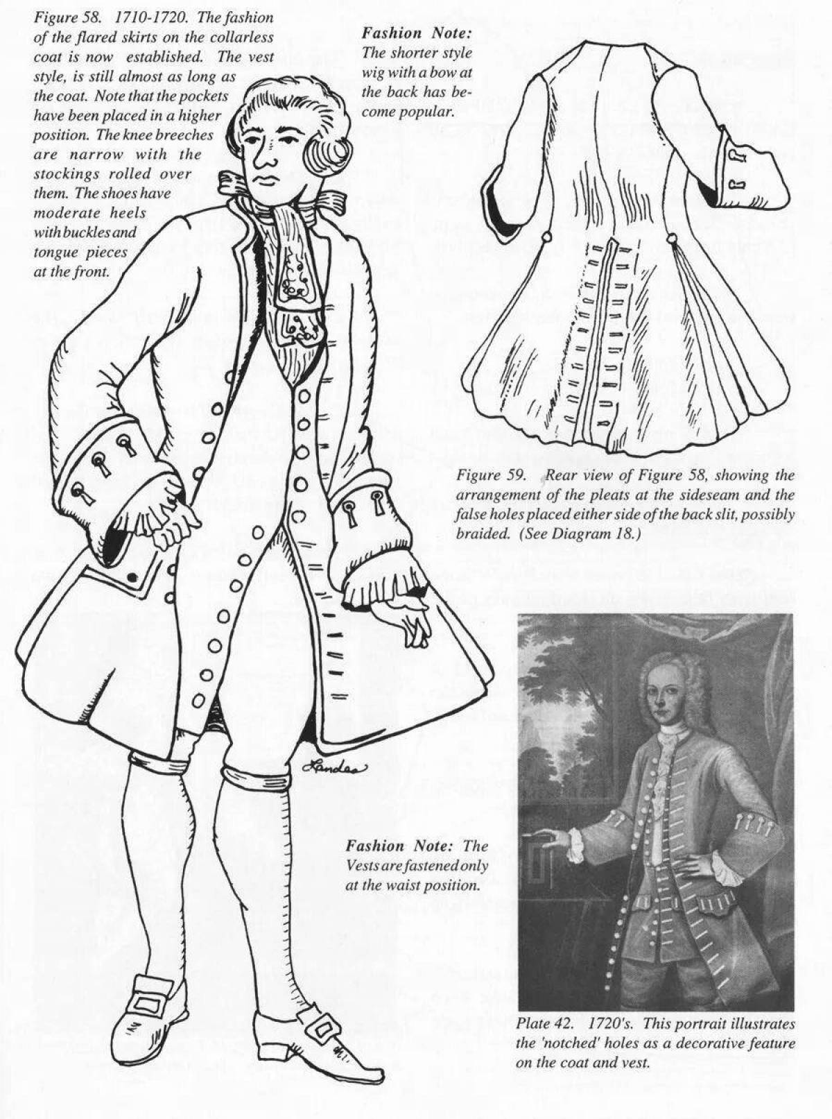 Impressive coloring of 18th century costumes
