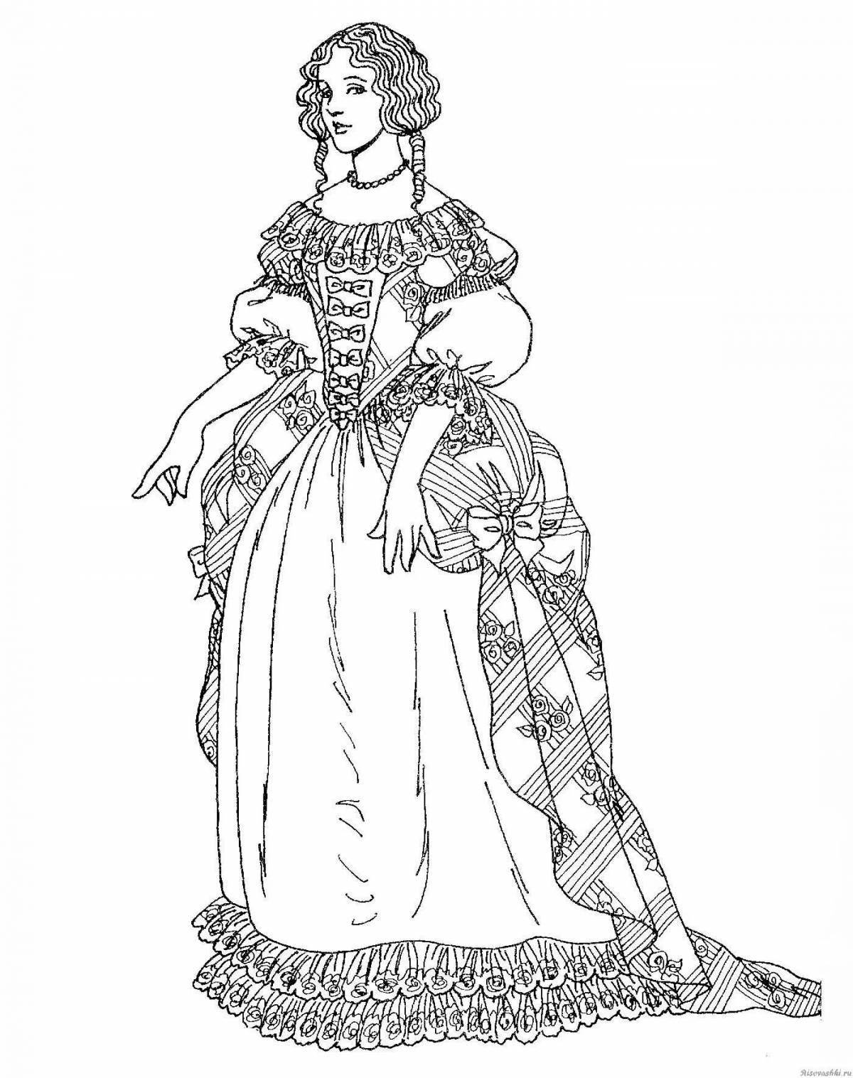 Раскраска королевский костюм 18 века