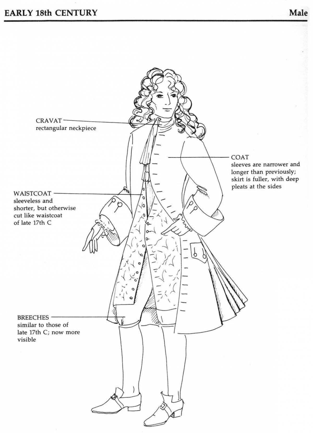 Coloring page glorious 18th century costume