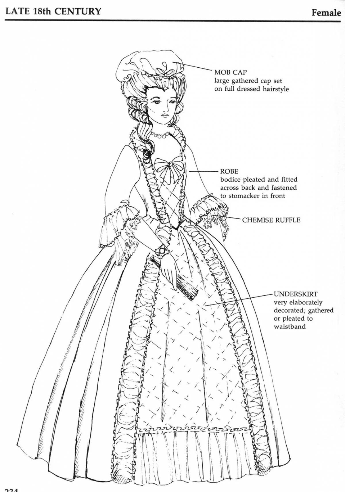 Coloring page bright costumes of the 18th century