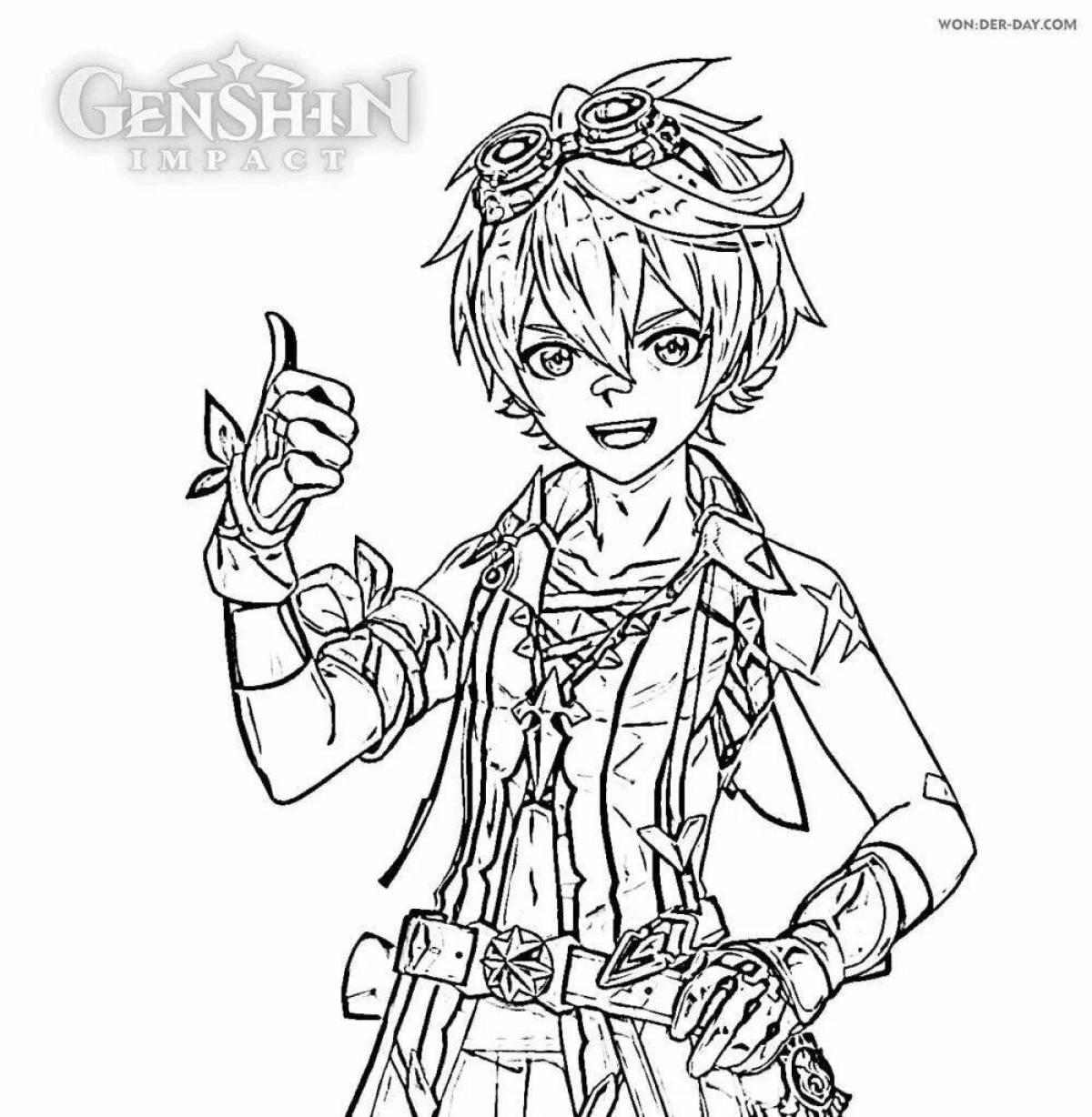 Radiant coloring page genshin impact ember