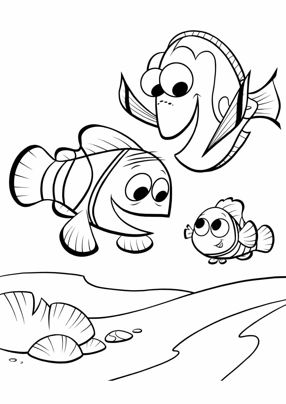 Colourful nemo and dory coloring