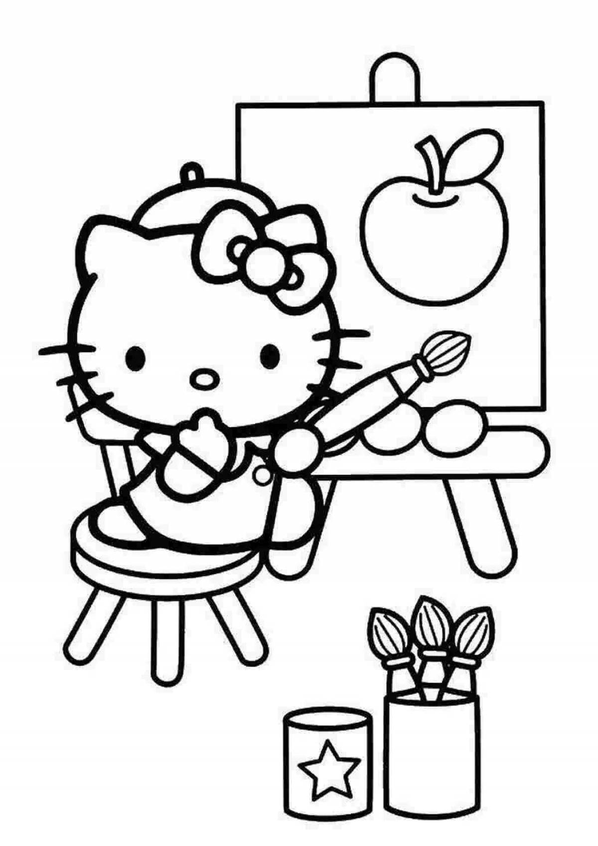 Adorable hello kitty coloring page