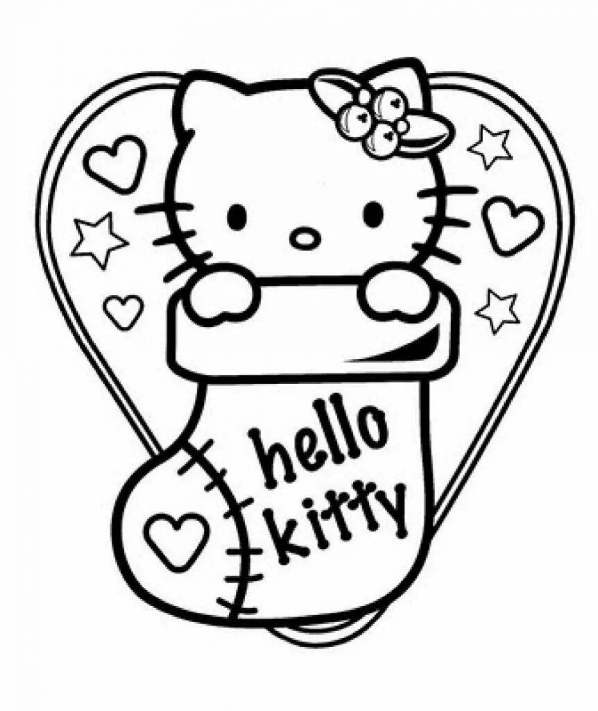 Блестящая раскраска hello kitty