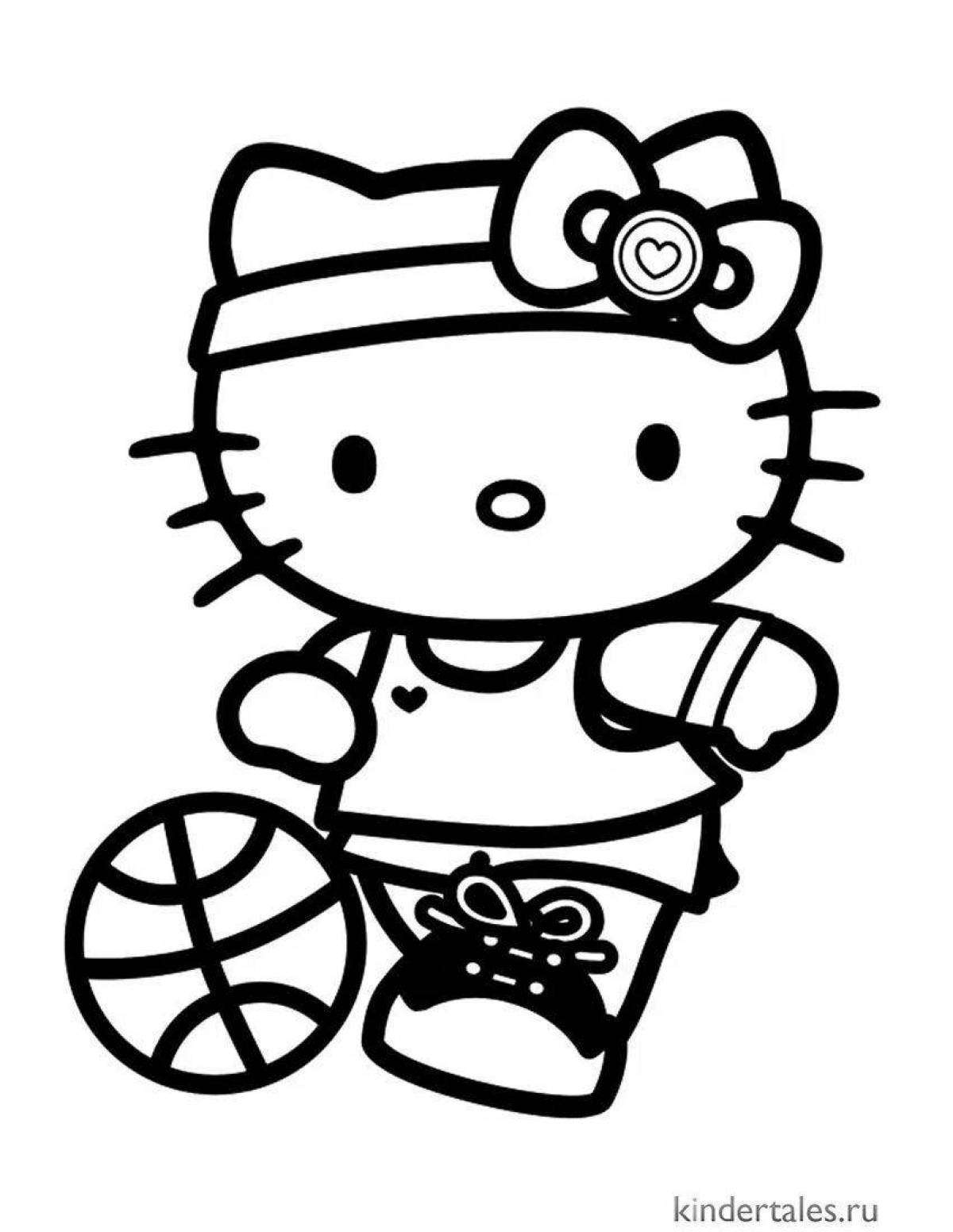 Блестящая страница раскраски hello kitty