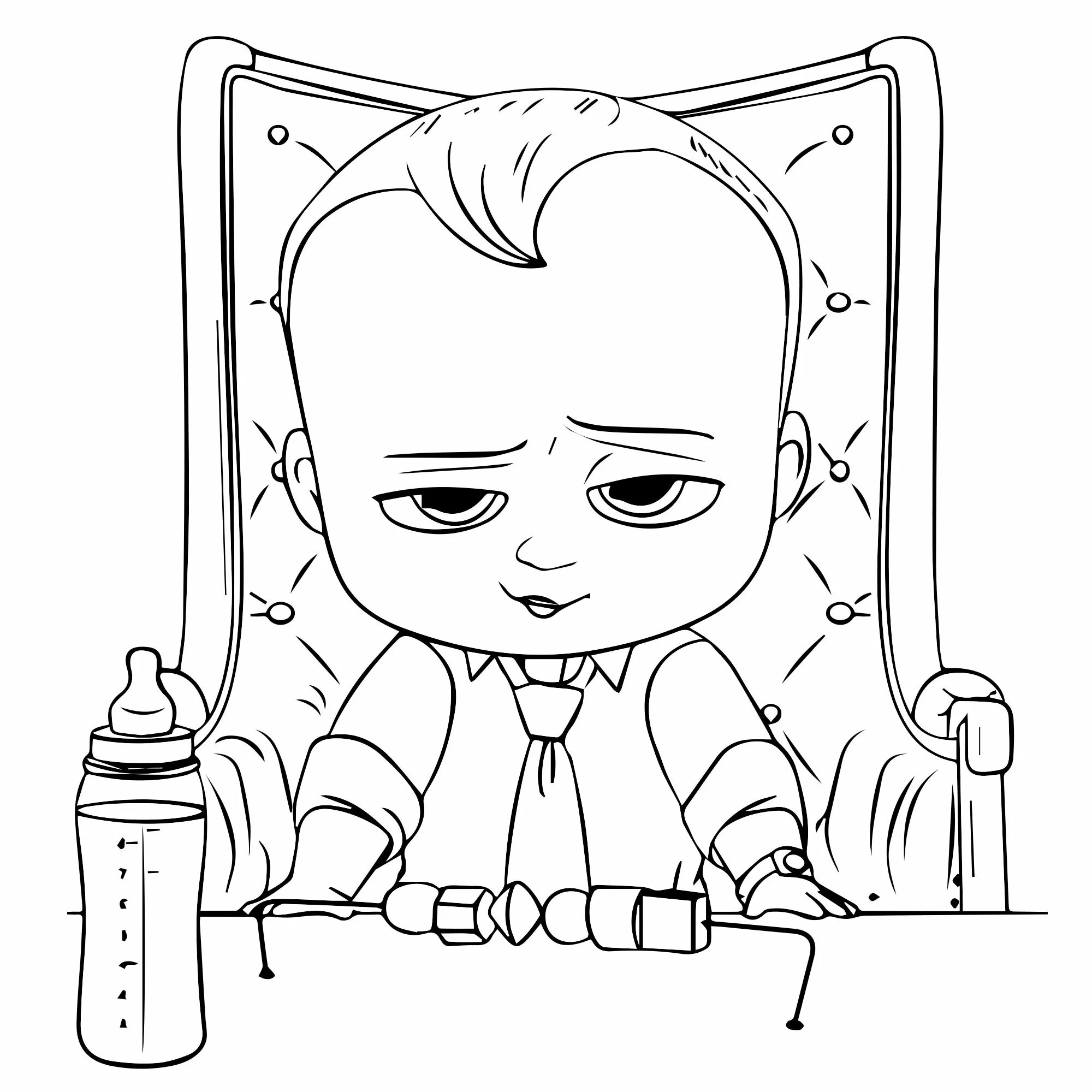 Perfect coloring page boss baby figure