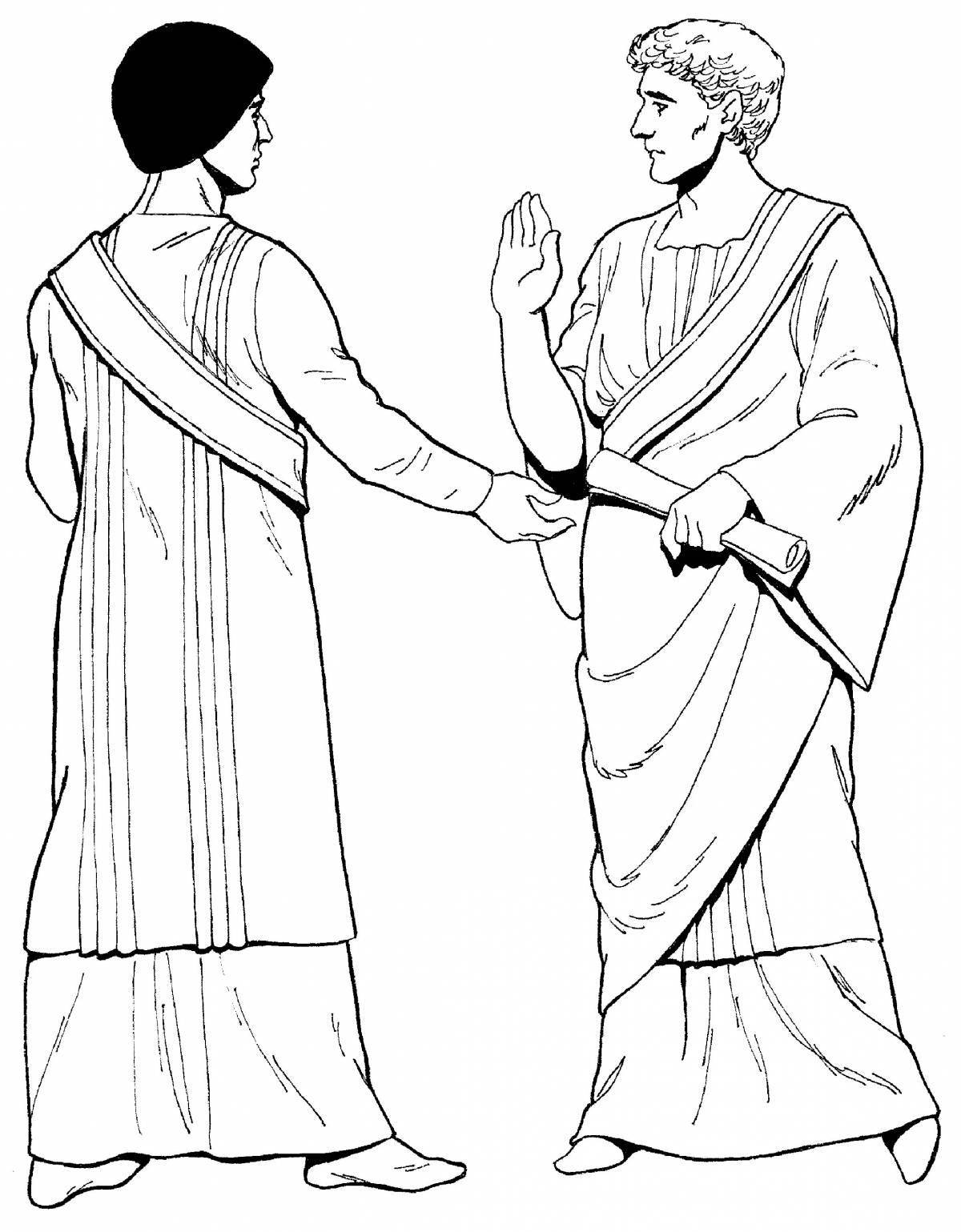 Stylish coloring of ancient Greek clothes