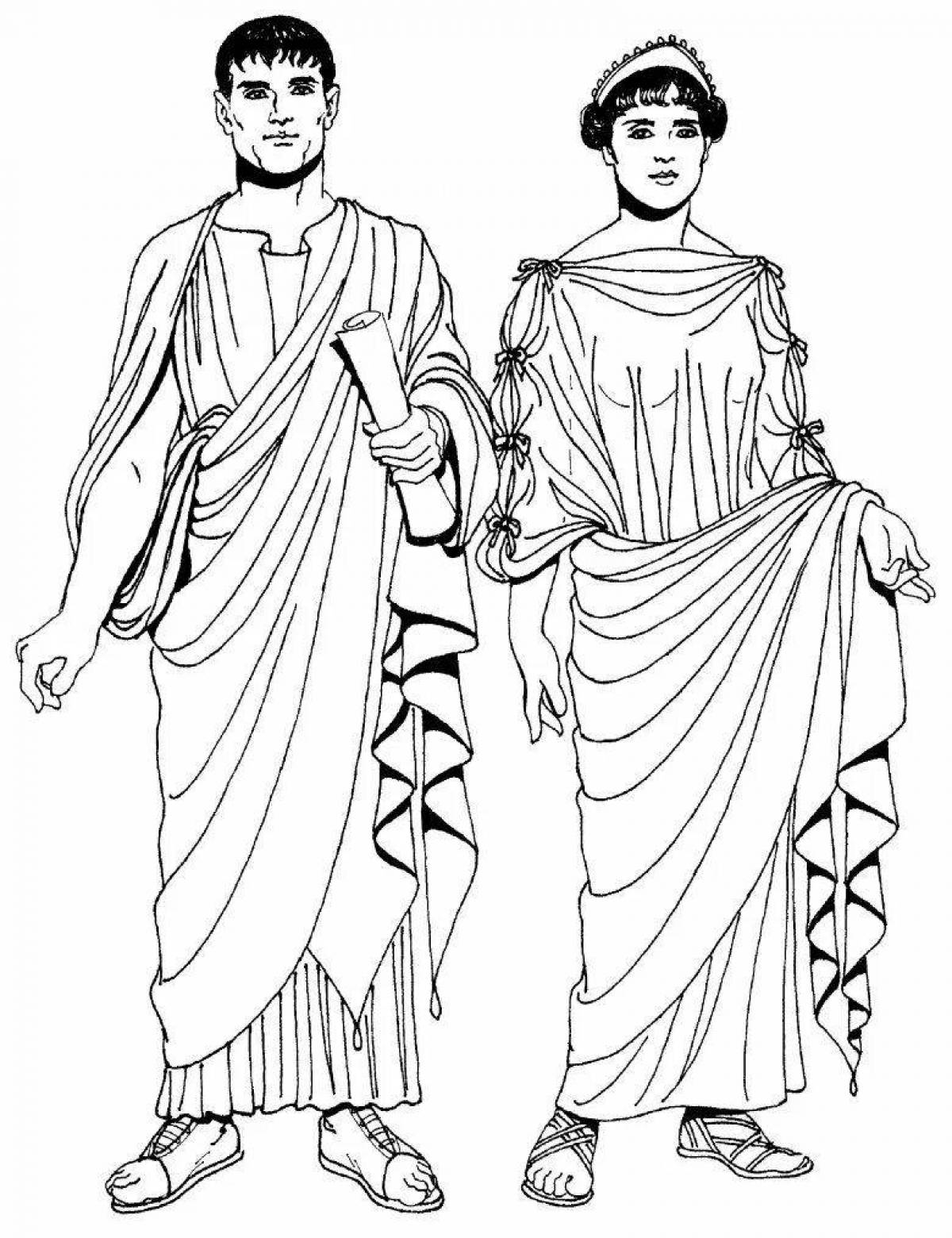 Прекрасная раскраска древнегреческой одежды