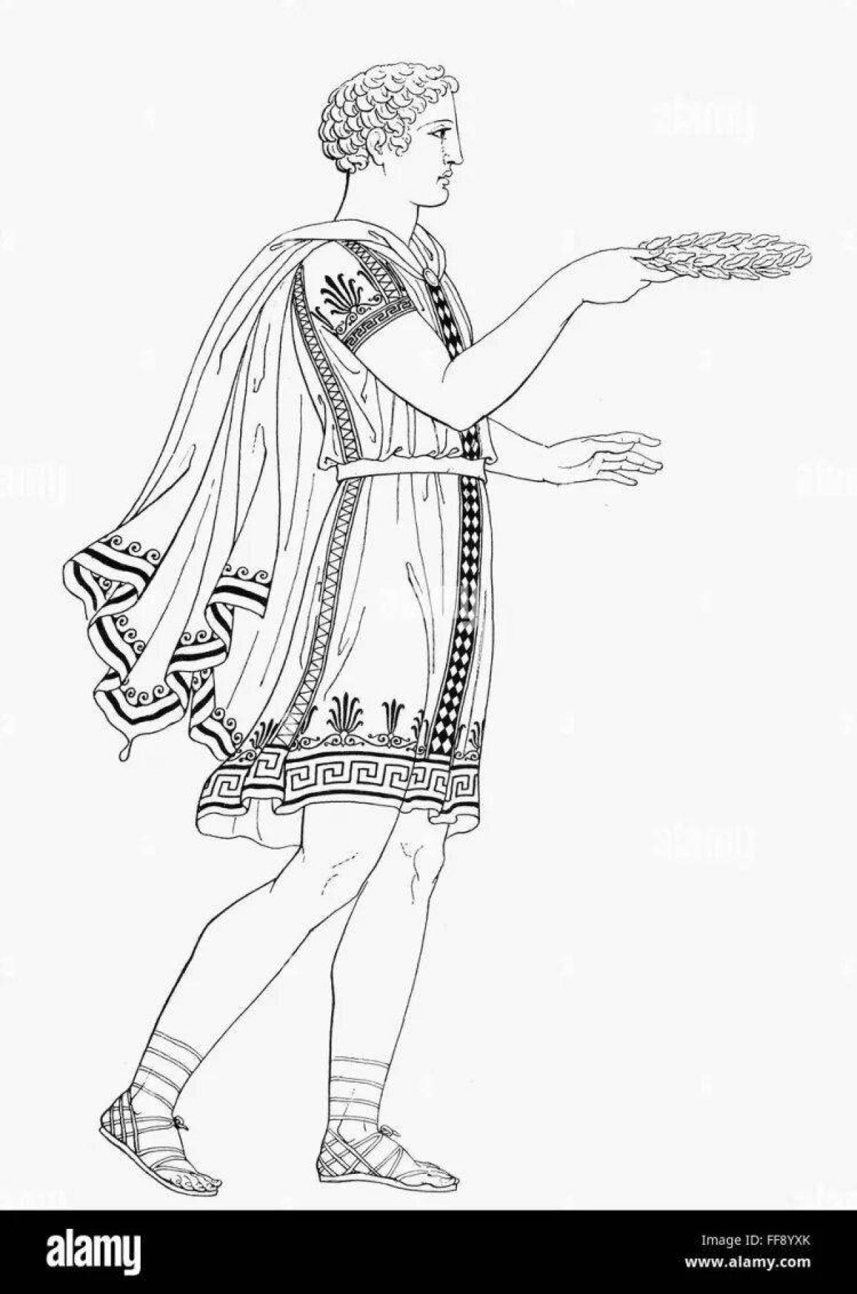 Deluxe coloring of ancient Greek clothes