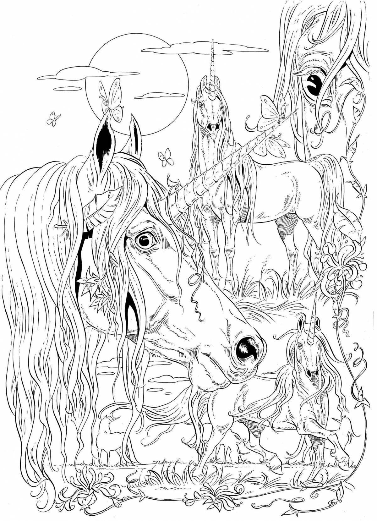 Terrific long horse monster coloring book