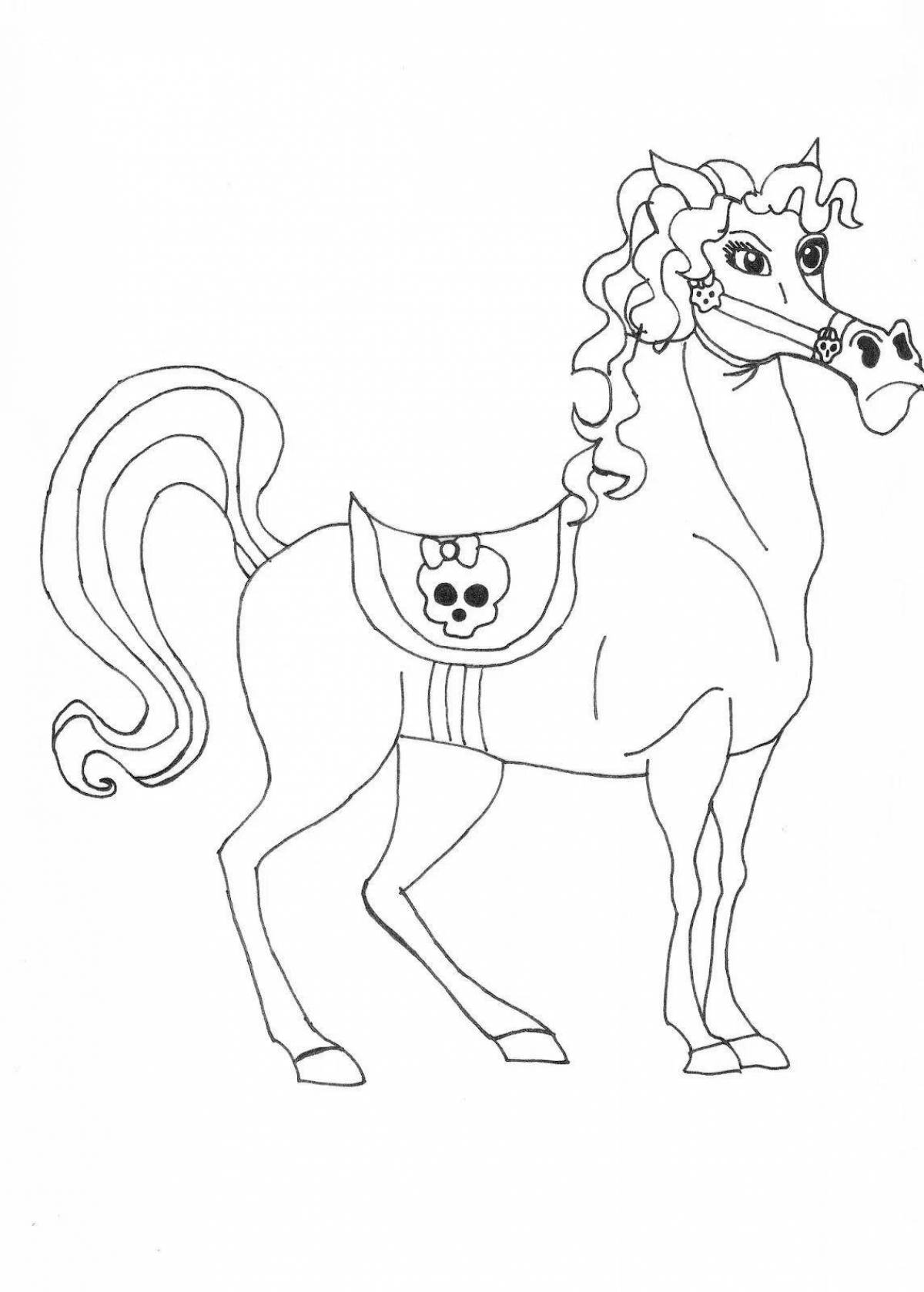 Grand coloring page long horse monster
