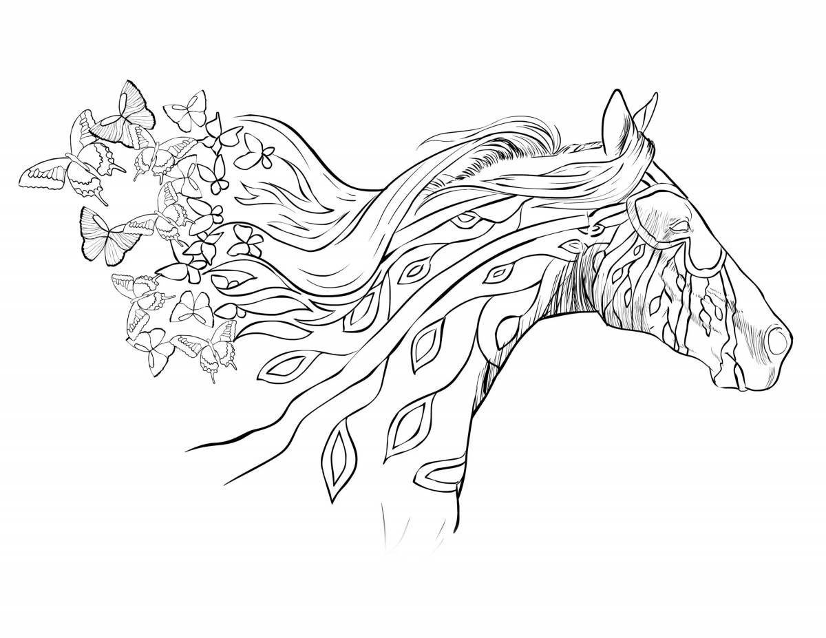 Безупречная раскраска длинная лошадь-монстр