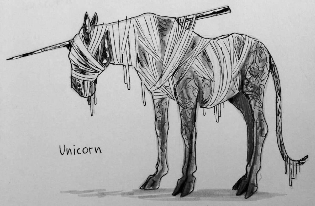 Fun coloring monster long horse