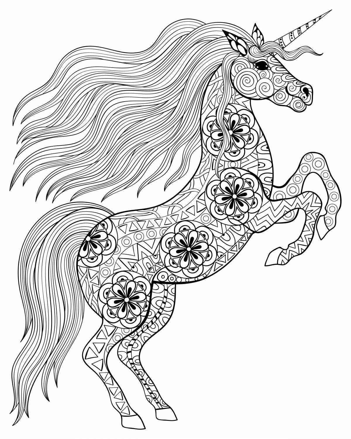 Glitter coloring monster long horse