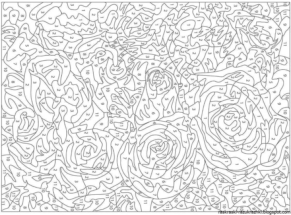 Color-explosion all by numbers coloring page