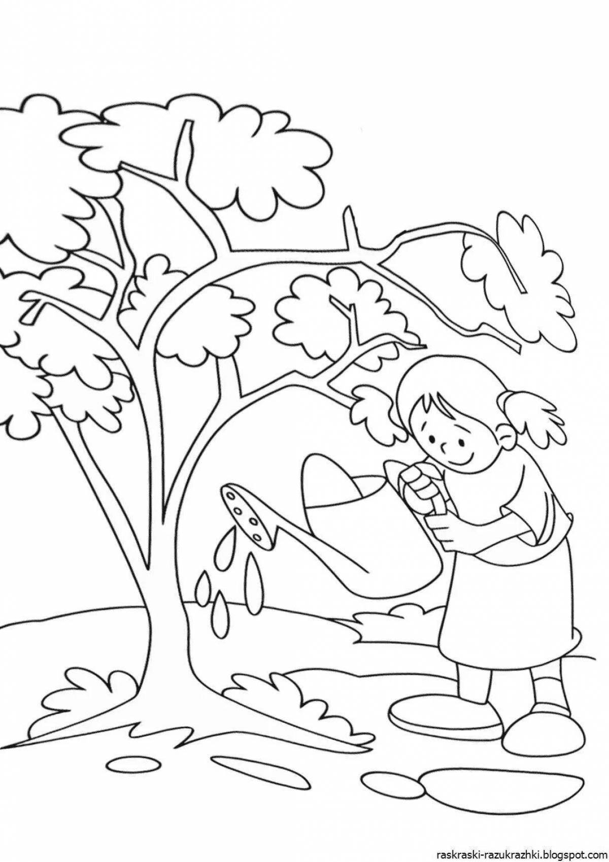 Coloured ecological coloring book for children