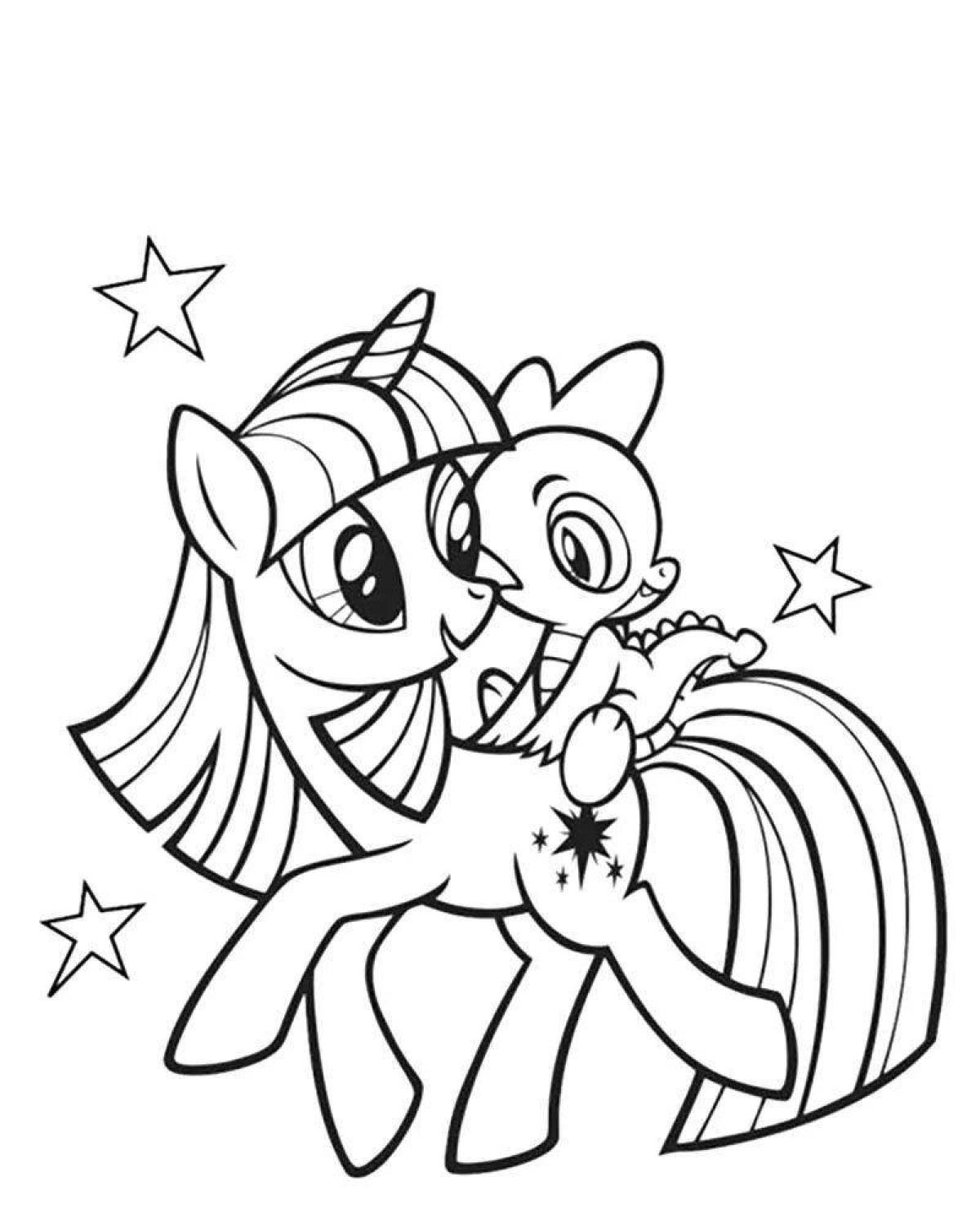 Coloring page joyful little pony sparkle