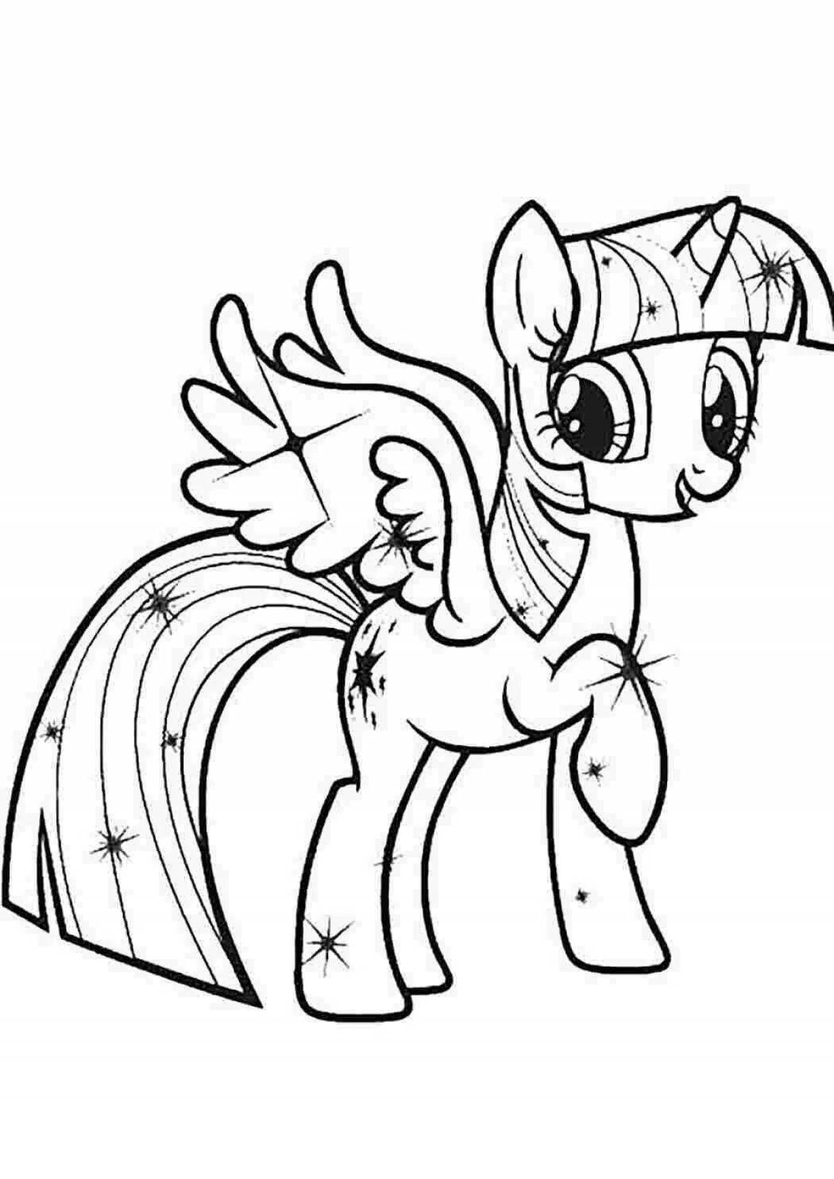 Colorful sparkle little pony coloring page