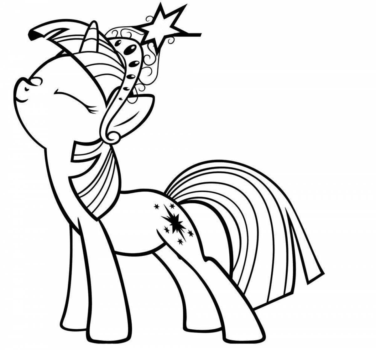 Coloring page exotic little pony sparkle