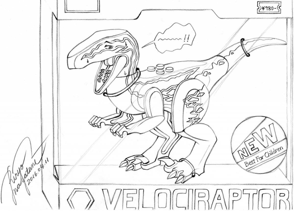 Colorful lego jurassic coloring page