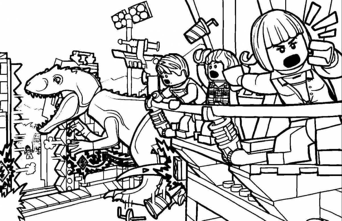 Playful lego jurassic coloring page