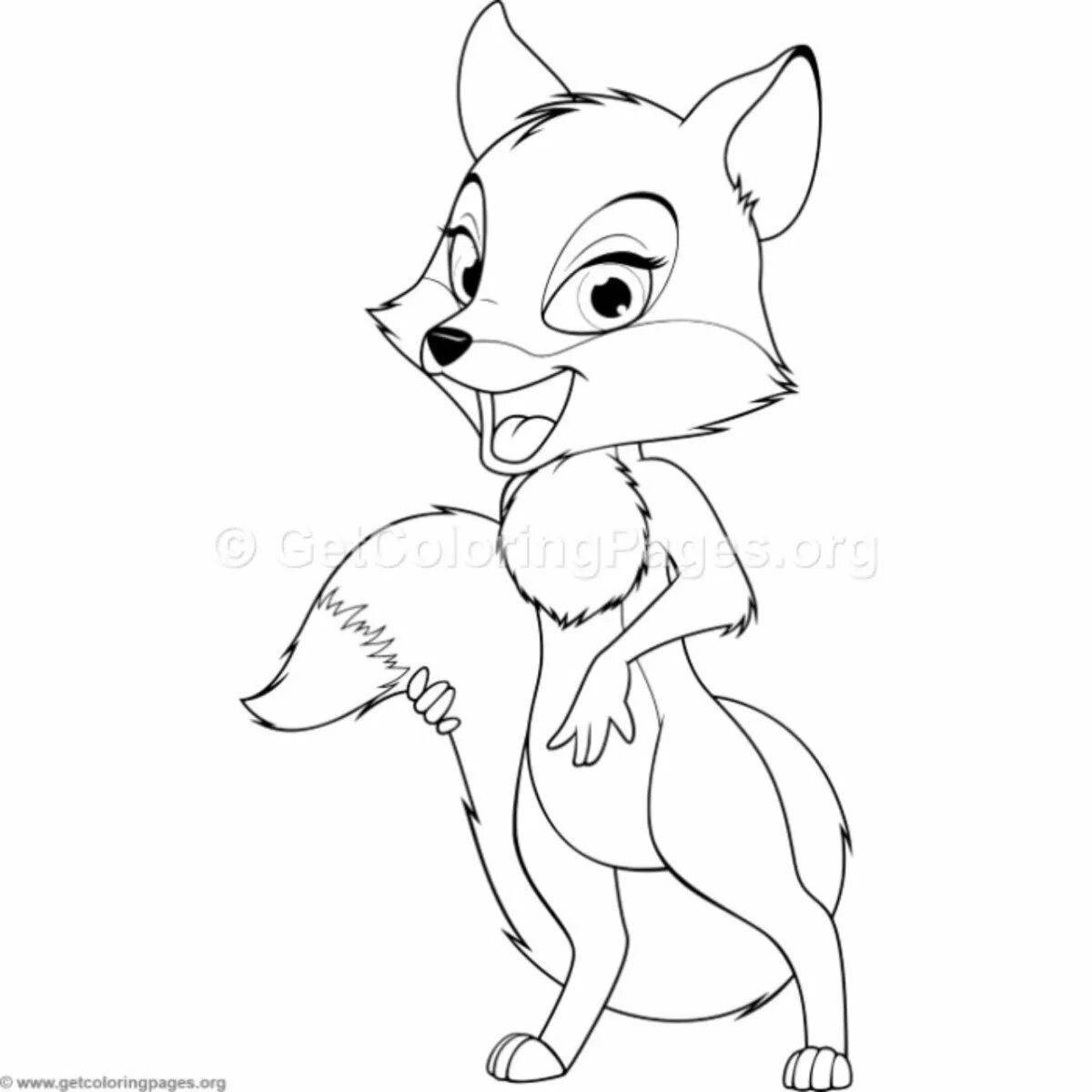 Playful fox coloring for girls