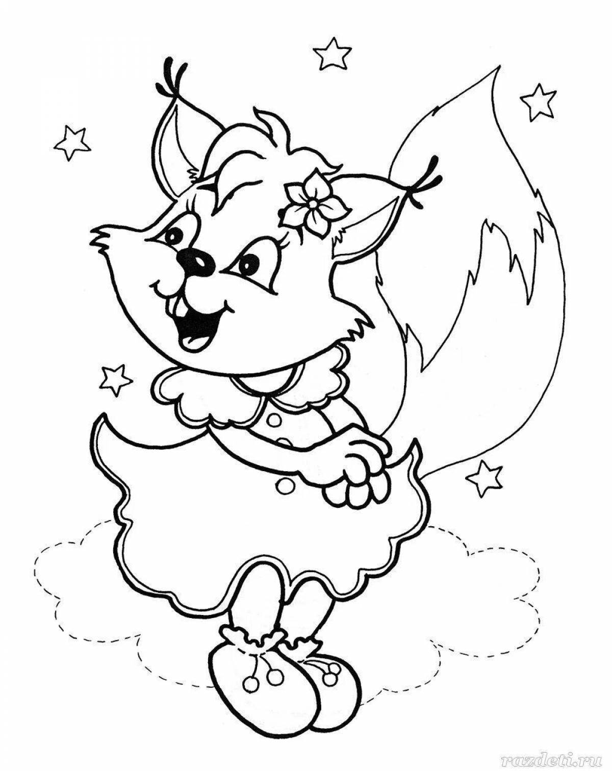 Outstanding fox coloring book for girls