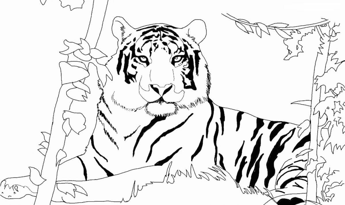 Exotic tiger coloring book for girls