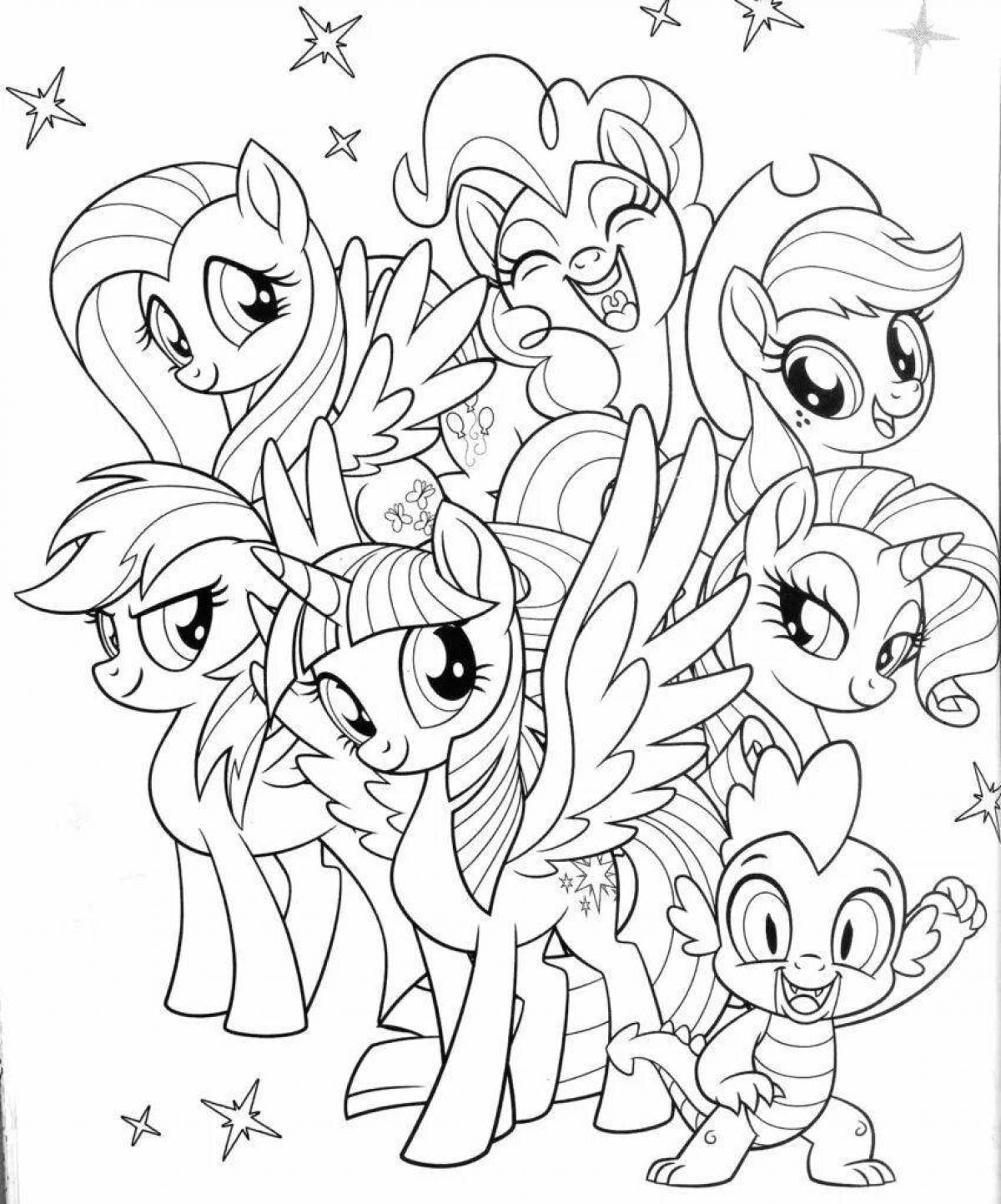 Bright coloring all the ponies together