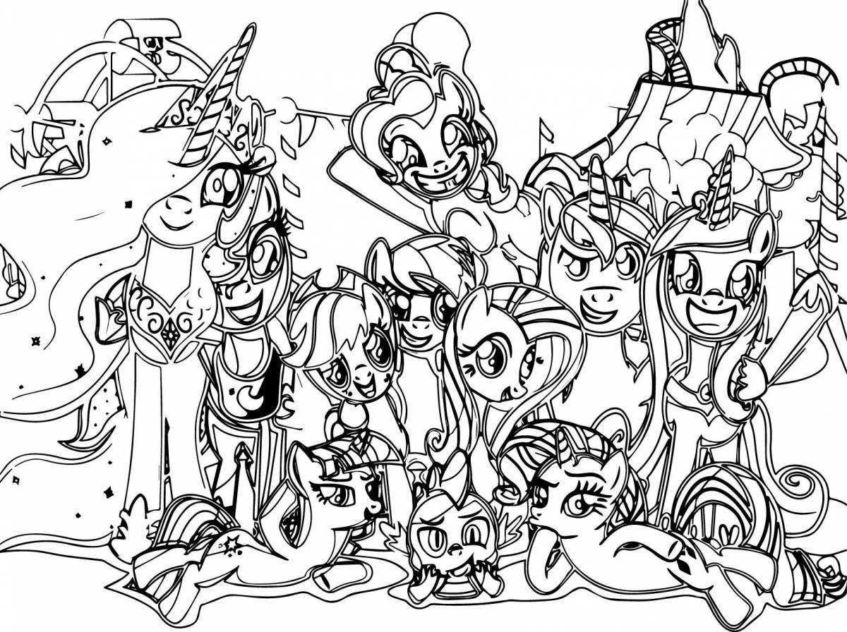 Coloring fun all the ponies together