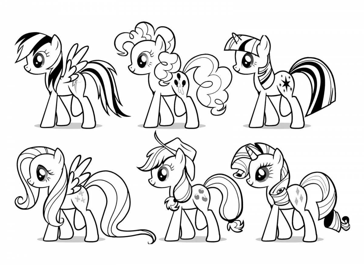 Magic coloring all the ponies together