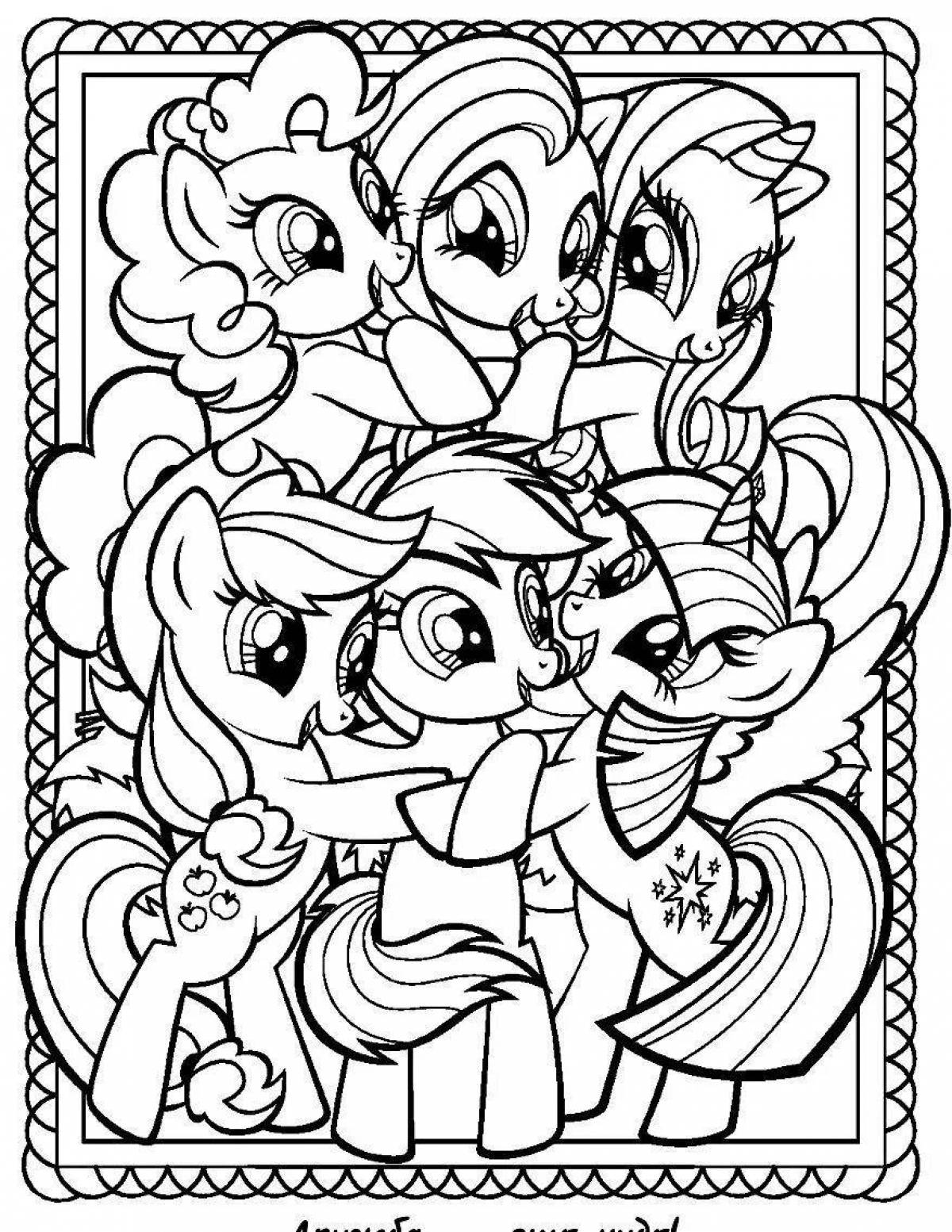 Glitter All Ponies Together Coloring Page