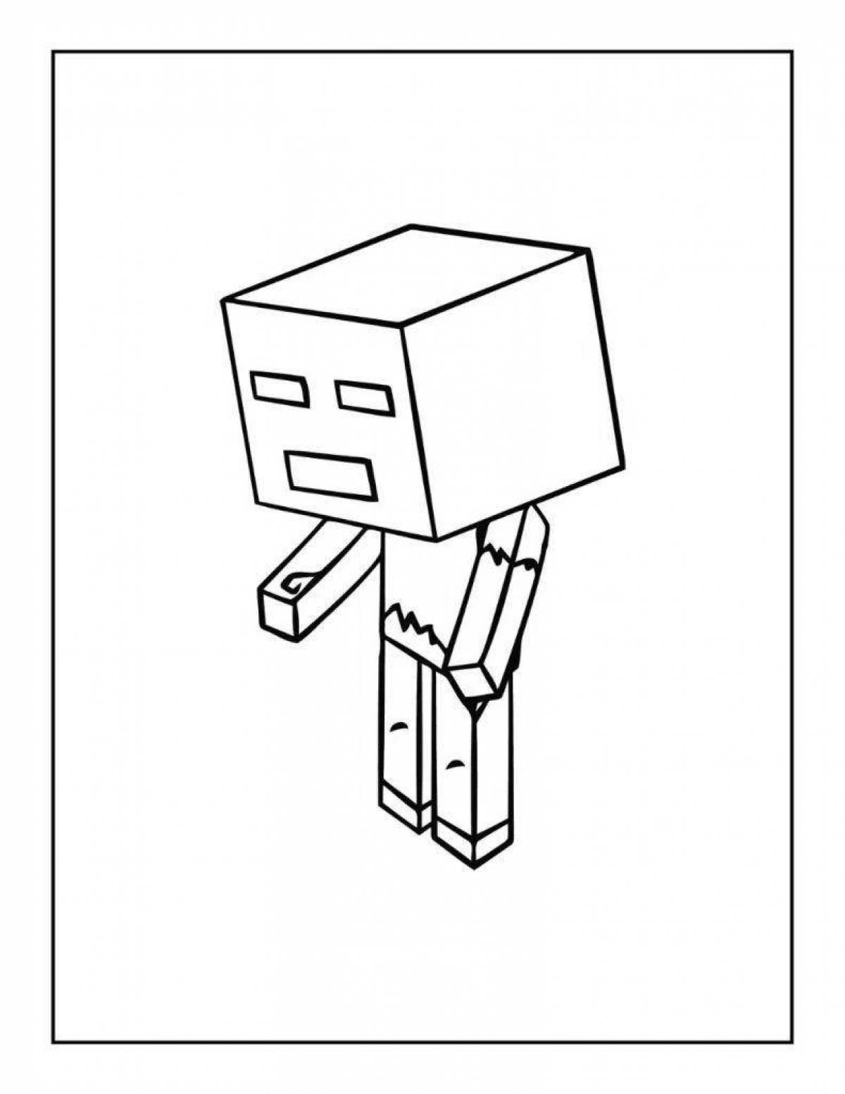 Playful minecraft workbench coloring page