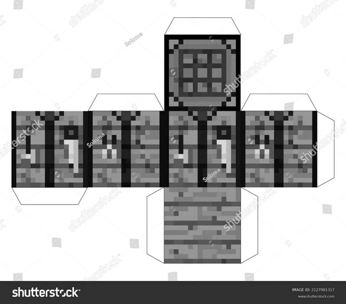 Flawless minecraft workbench coloring page