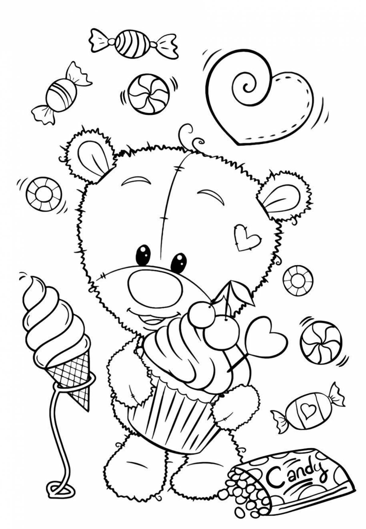 Loving teddy bear coloring page for girls