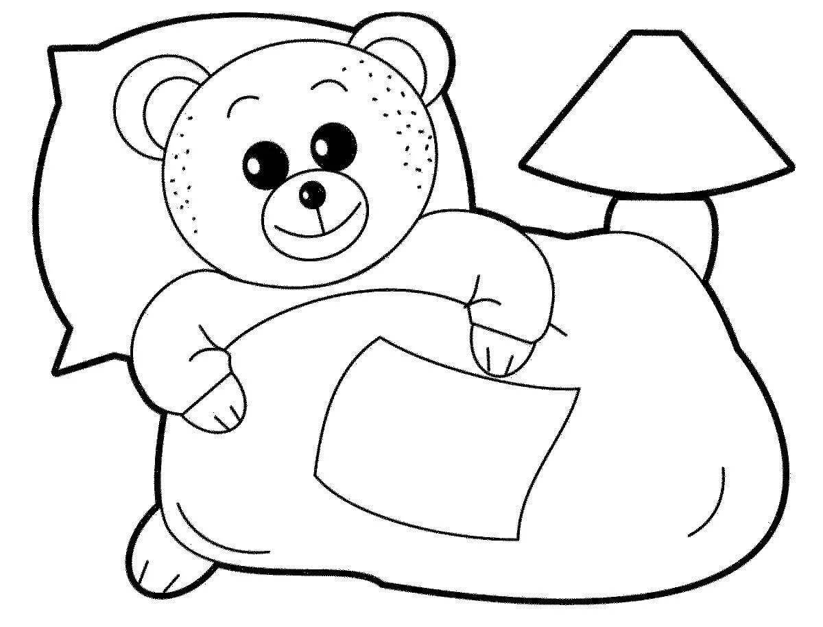 Fluffy teddy bear coloring book for girls
