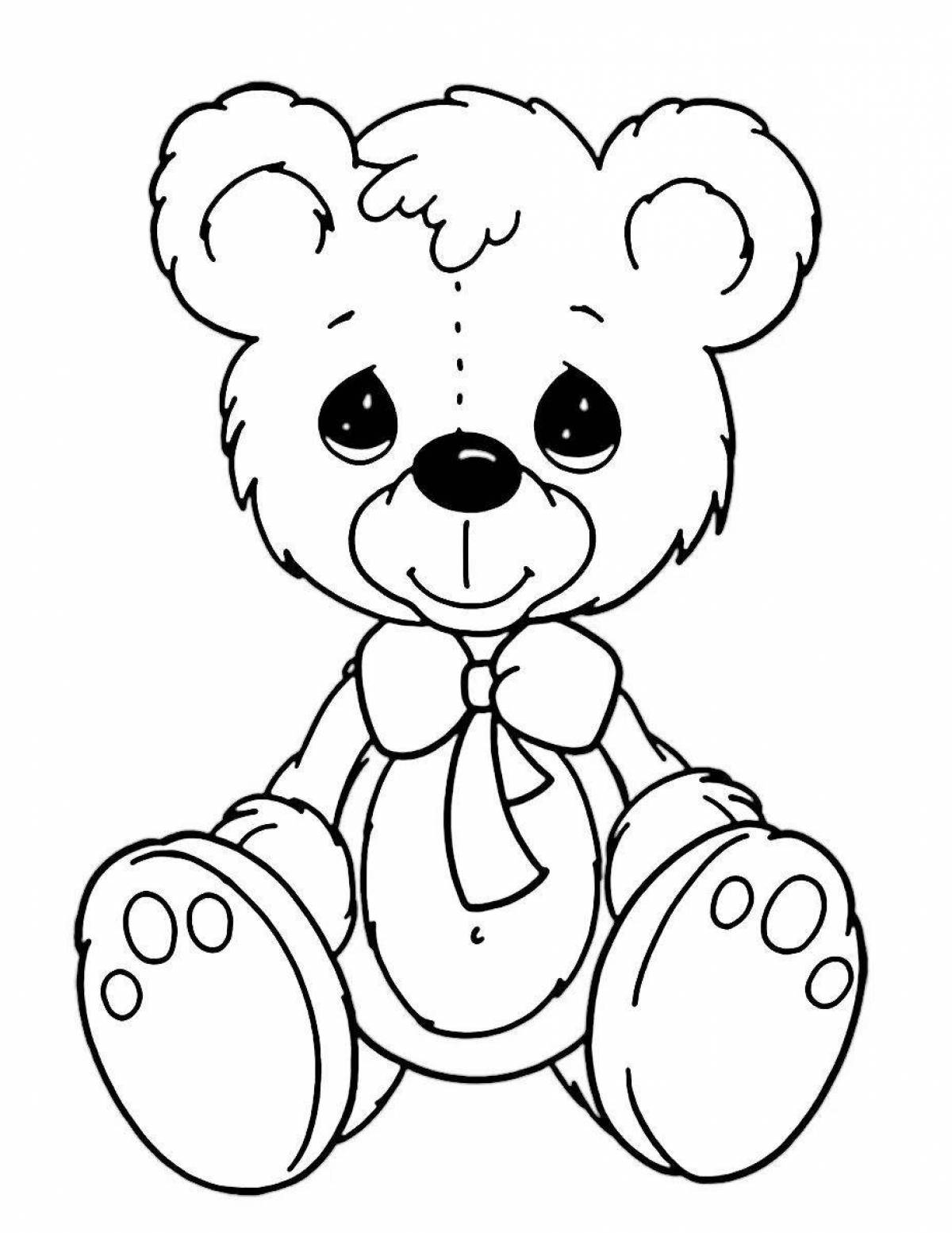 Coloring book fluffy teddy bear for girls