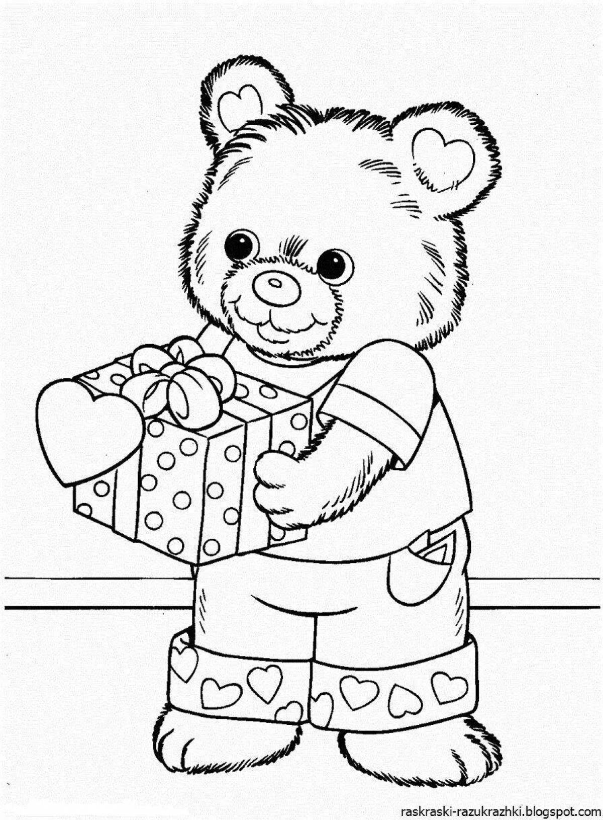 Coloring page friendly teddy bear for girls