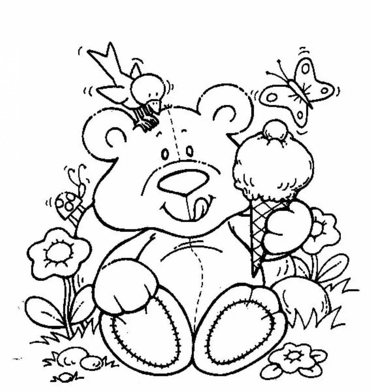 Colorful teddy bear coloring book for girls