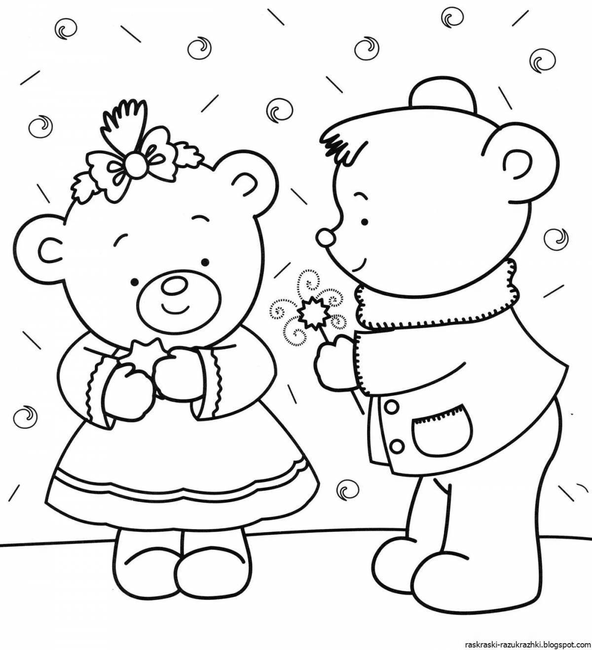 Cozy teddy bear coloring book for girls