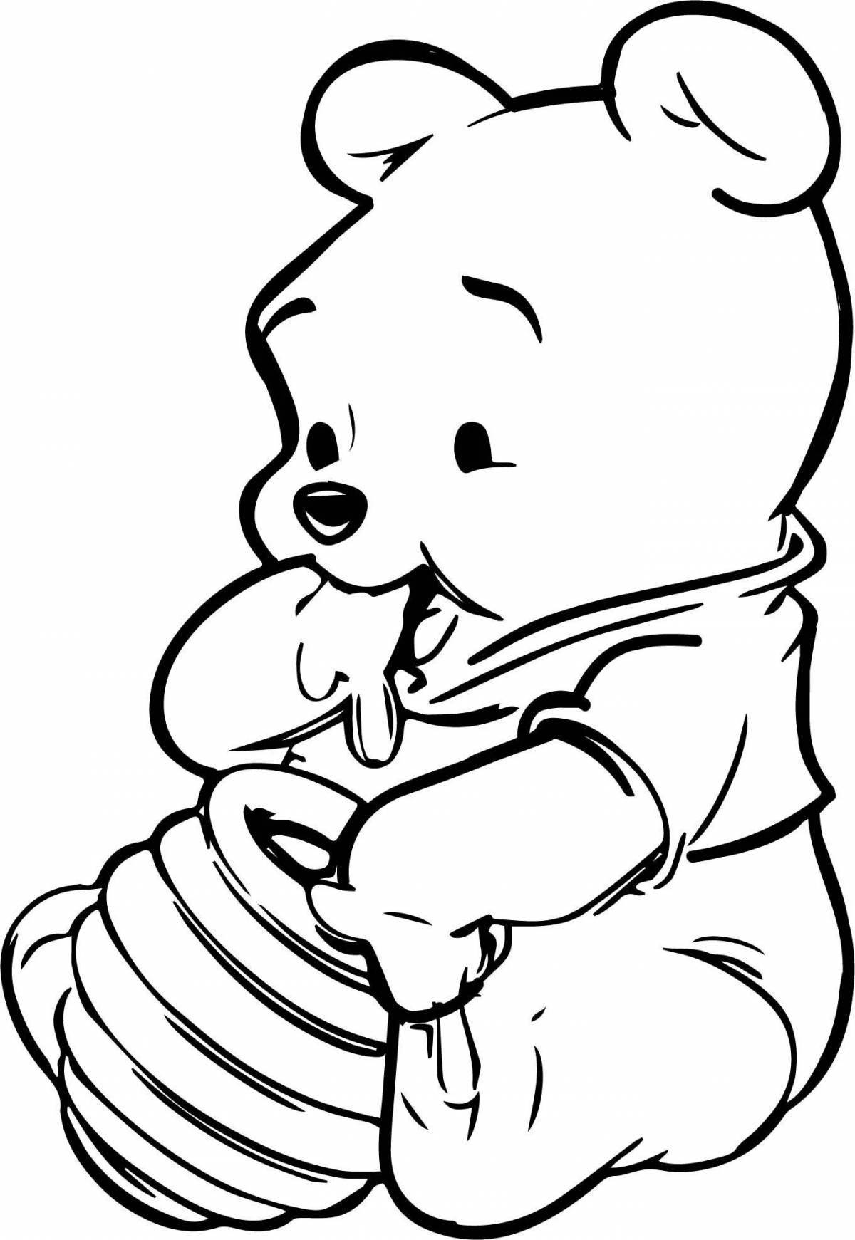 Adorable bear with honey coloring book