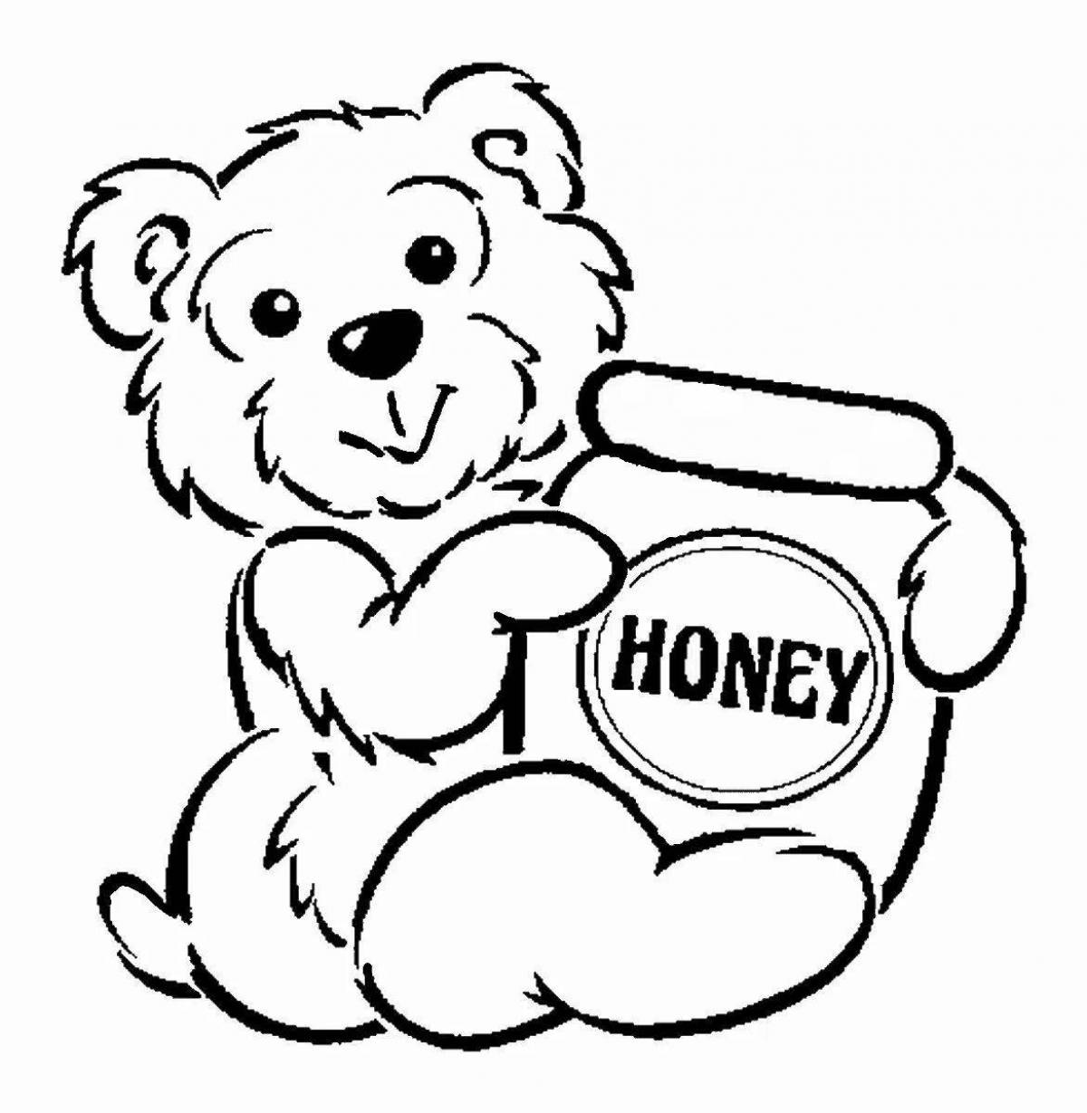 Coloring book magic bear with honey