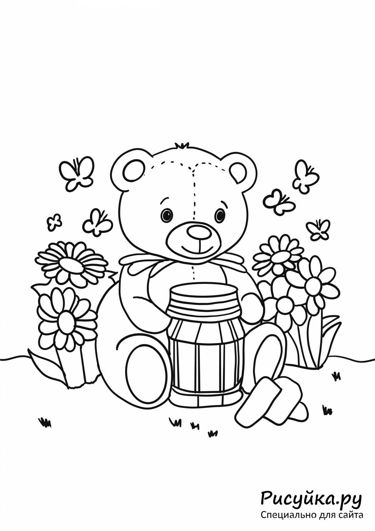 Coloring bear cub with honey