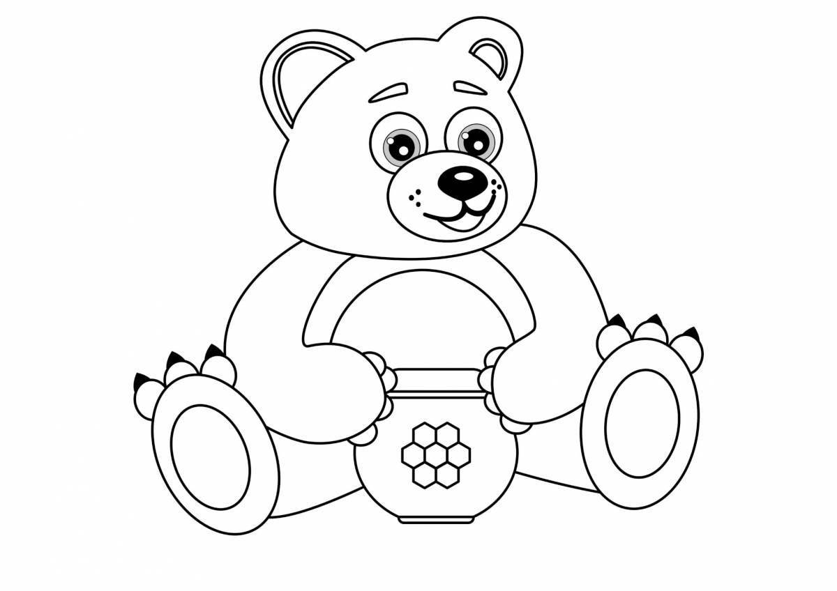 Delighted bear with honey coloring book