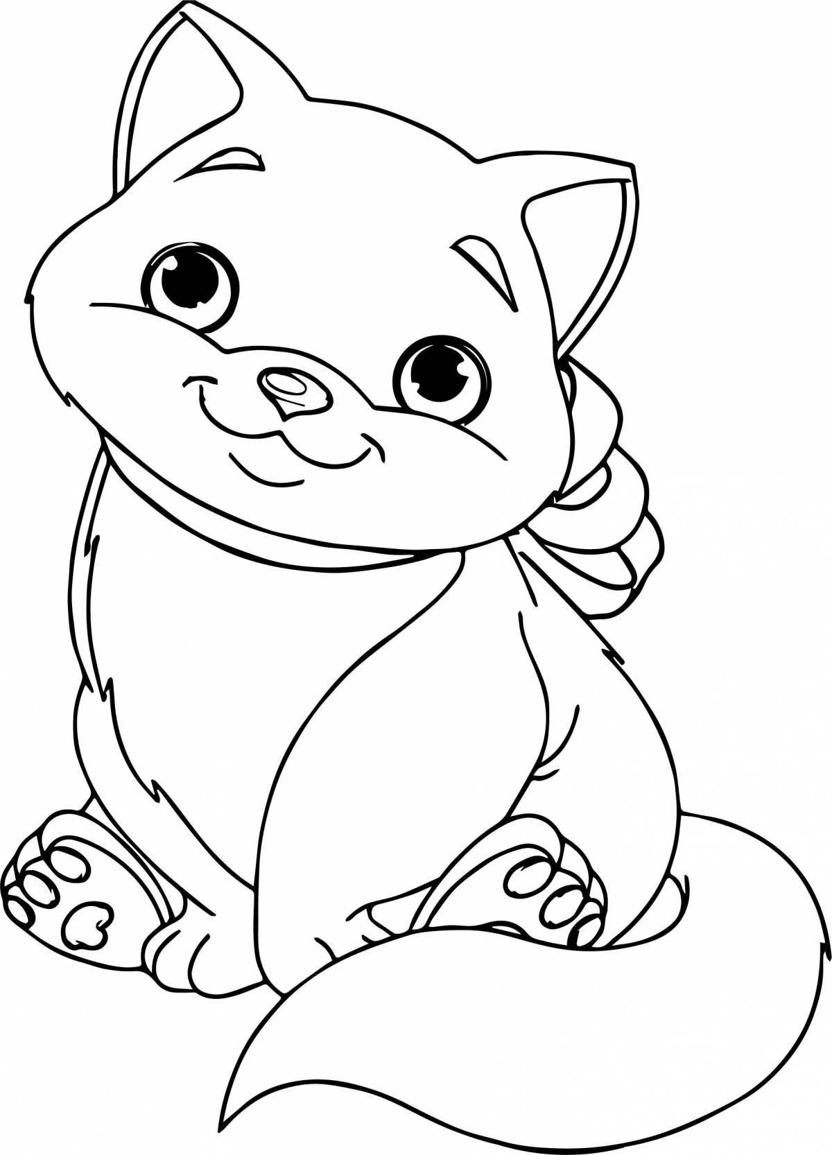 Coloring book fluffy little cute kittens
