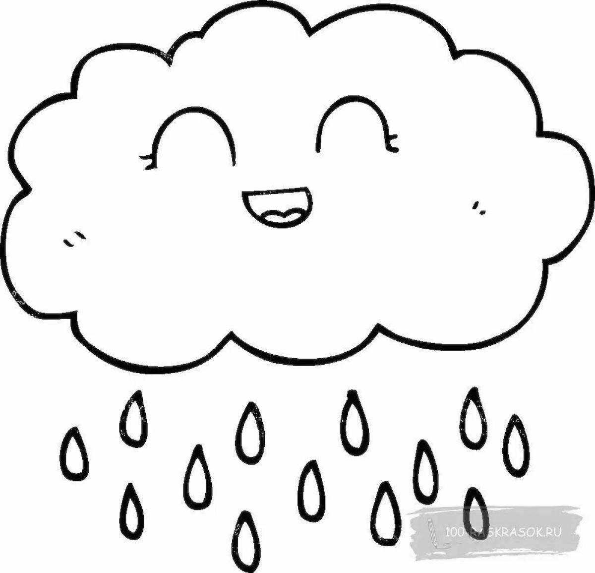 Playful rain coloring page for kids