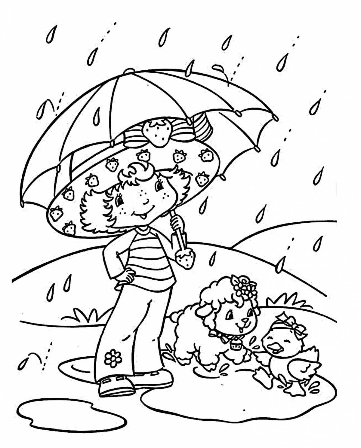 Gorgeous rain coloring for kids